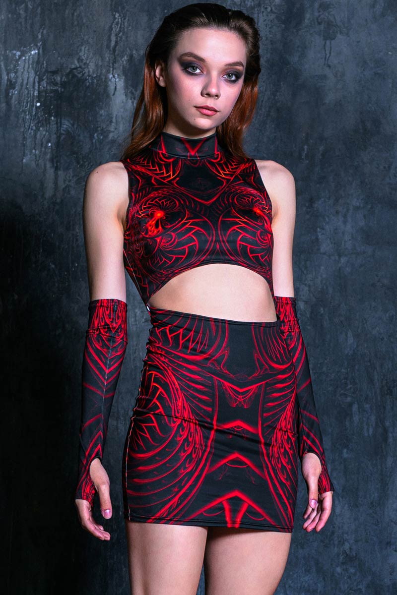 Red and hot sale black rave outfit