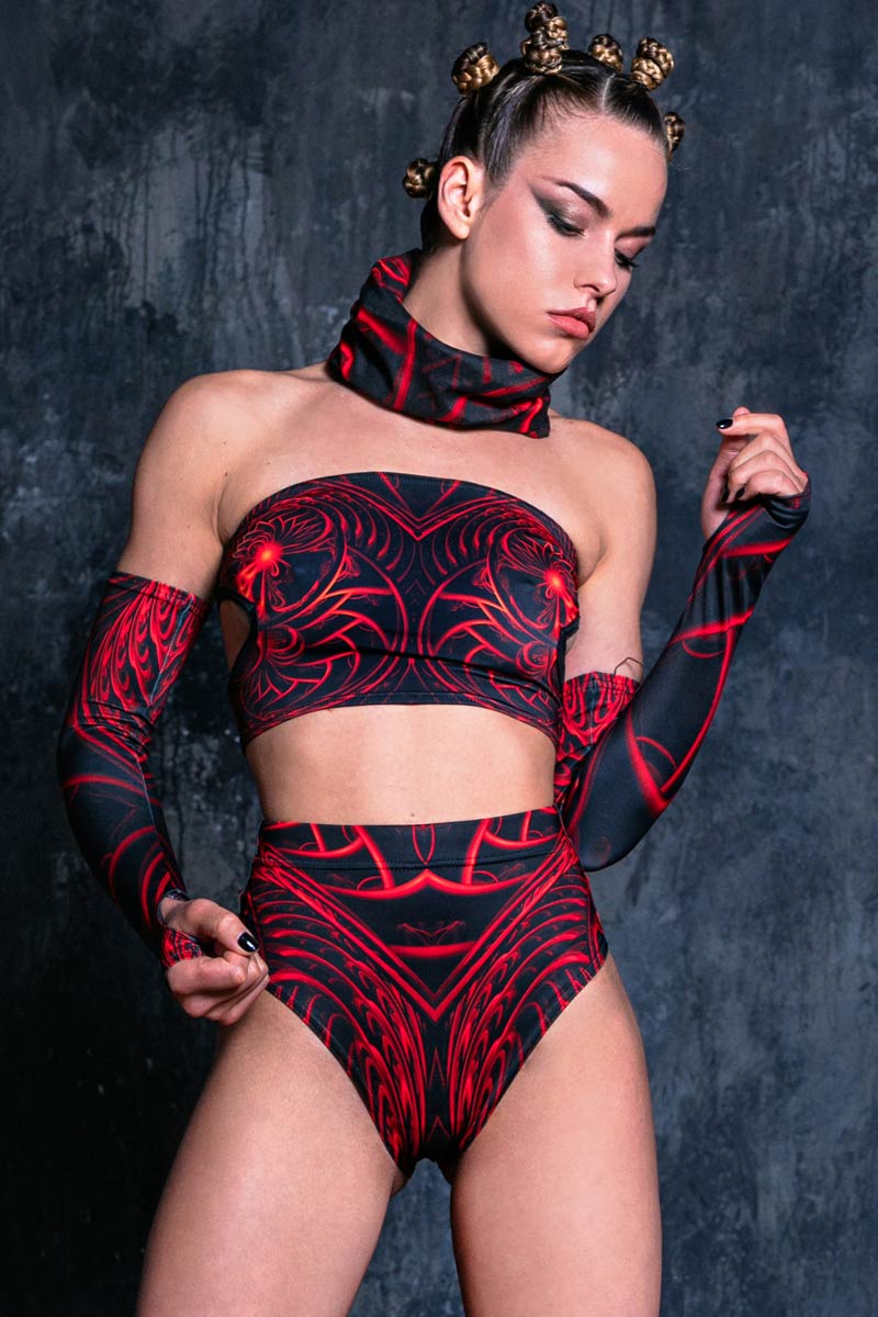 Red Dragon Cut Out Tube Top Front View