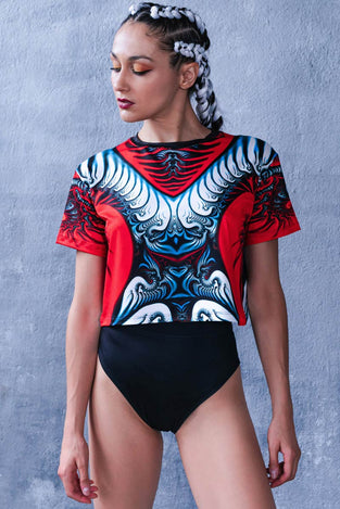 Red Fusion Cropped Tee Front View