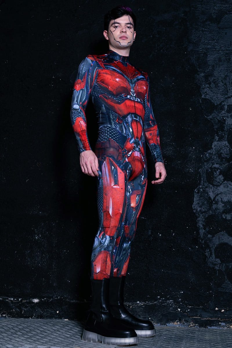 Red Iron Robot Halloween Costume for Men | Devil Walking