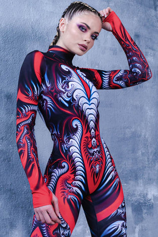 Rave Outfit Red Serpent Costume Close View
