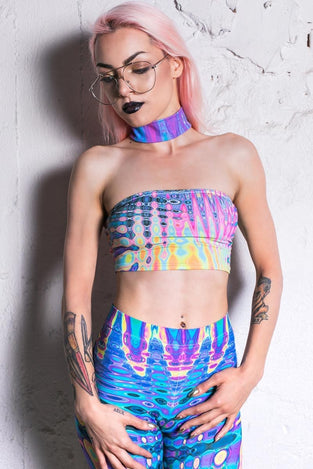 Rave Outfit Reflective Leggings Set Close View