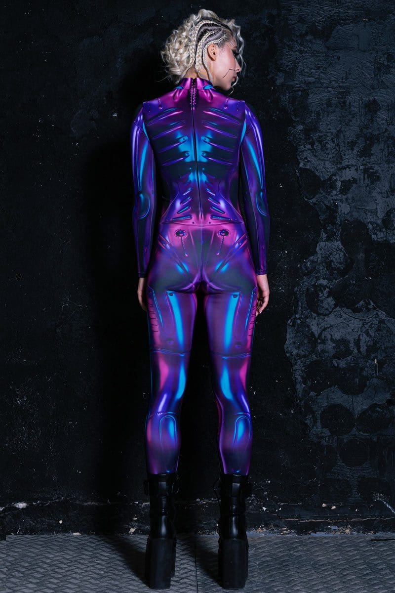 Reflective Fembot Costume for Halloween Full Body Devil Walking