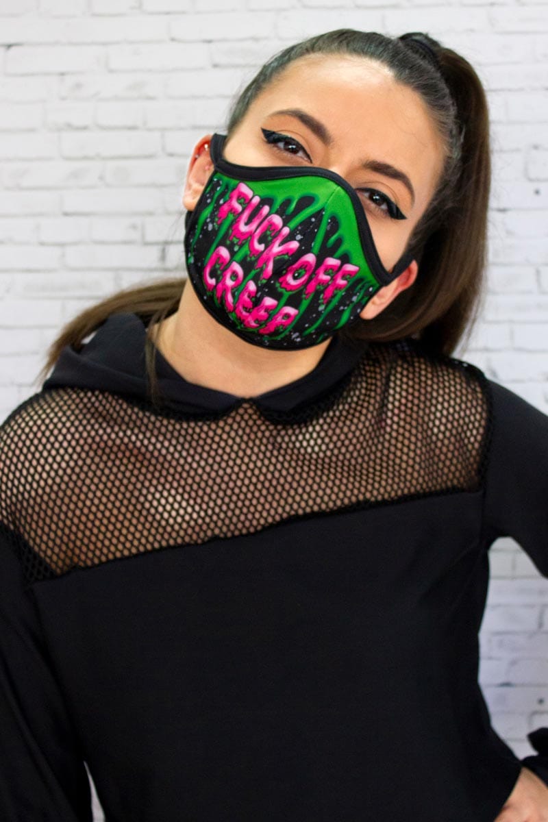 Fuck Off Creep Reusable Face Mask Close View