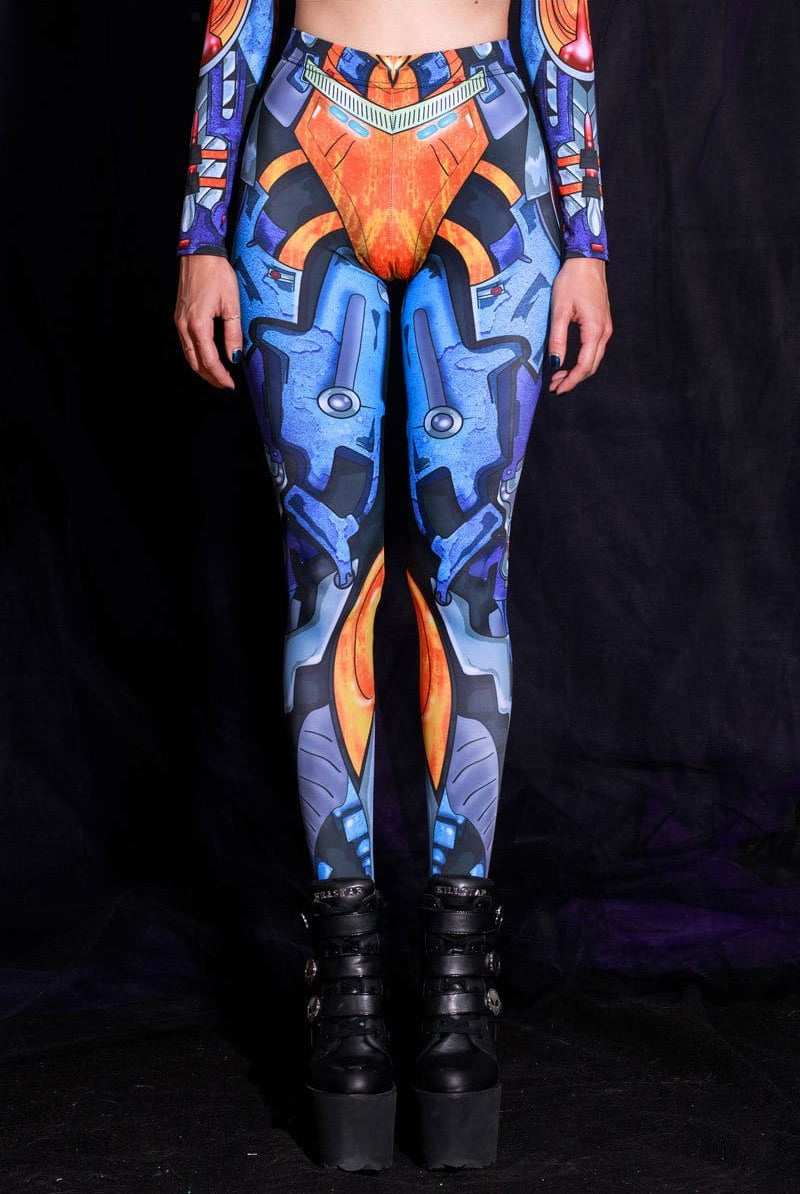 Blue Robot Leggings Set Bottom View