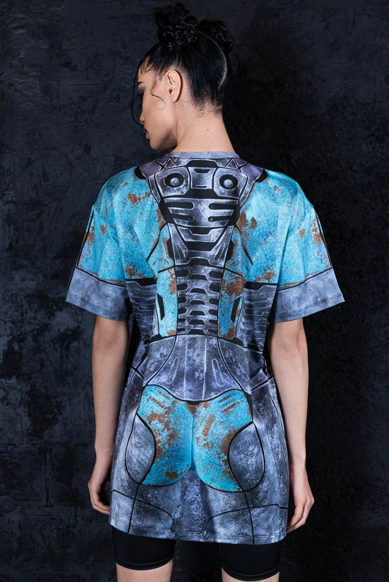Rusty Robot Oversized Tee Dress Back View
