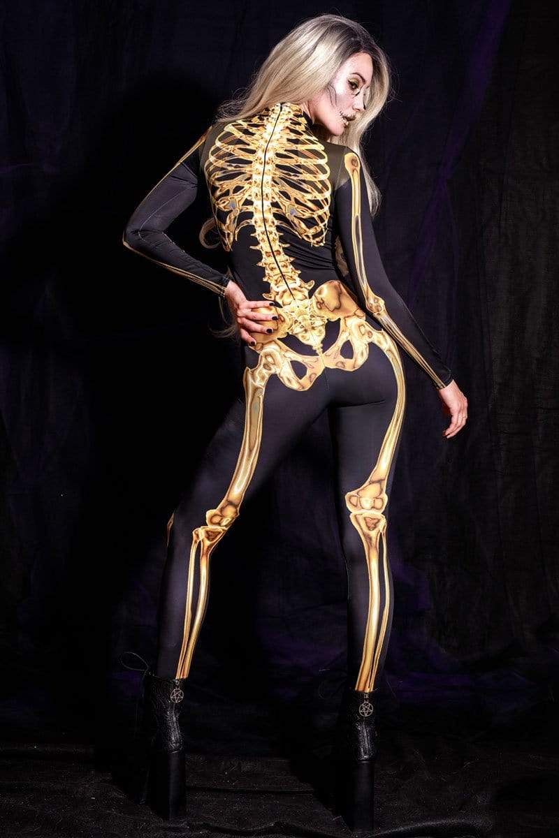 Gold Skeleton Costume Back View