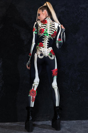 Skeleton & Roses Costume Back View