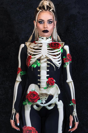 Skeleton & Roses Costume Close View