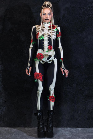Skeleton & Roses Costume Front View