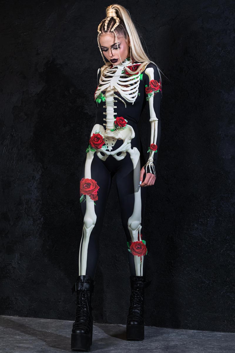 Skeleton & Roses Costume Side View