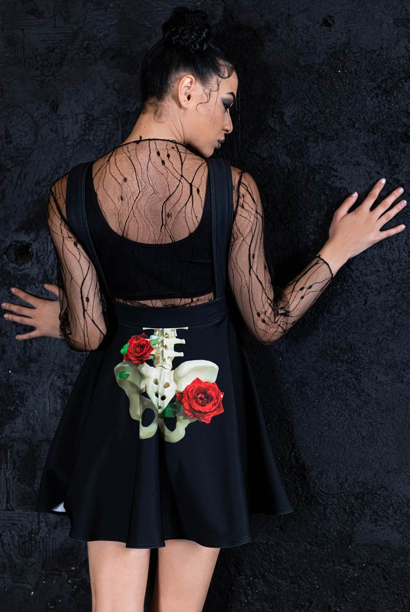 Skeleton & Roses Pinafore Dress Back View