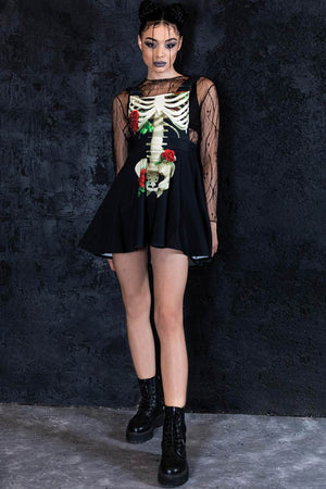 Skeleton & Roses Pinafore Dress Full View