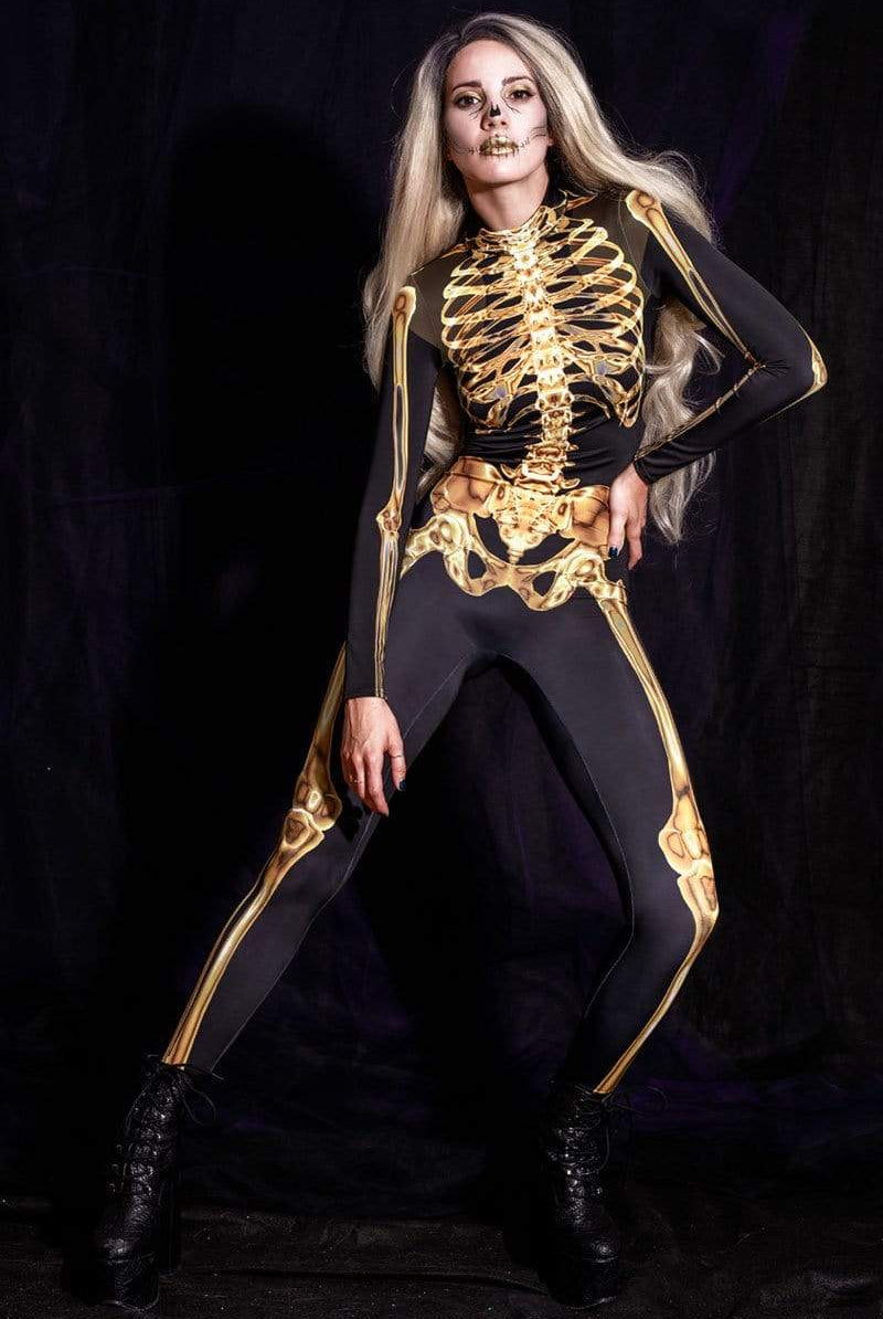gold skeleton mesh costume dress Gold Skeleton Mesh Costume Dress: Women's Halloween Outfits