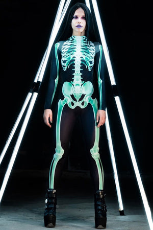 Green Skeleton Costume Full View