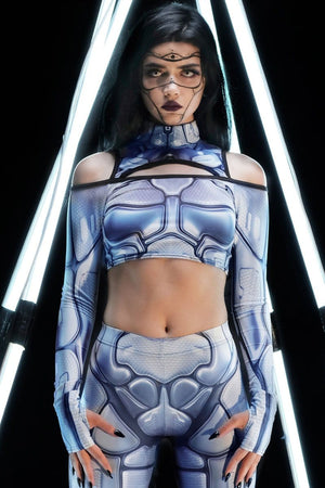 Steel Babe Sci-Fi Crop Top Front View