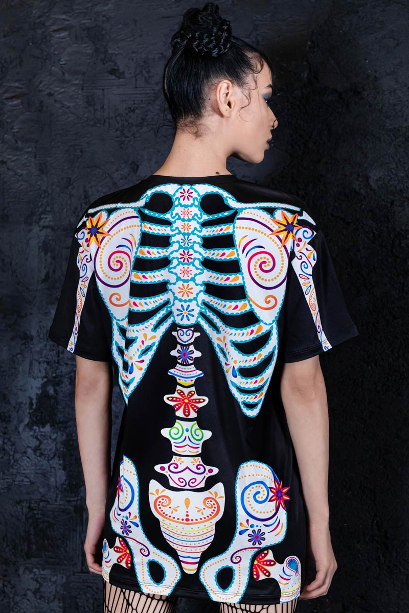 Sugar Skeleton Oversized Tee Dress Back View