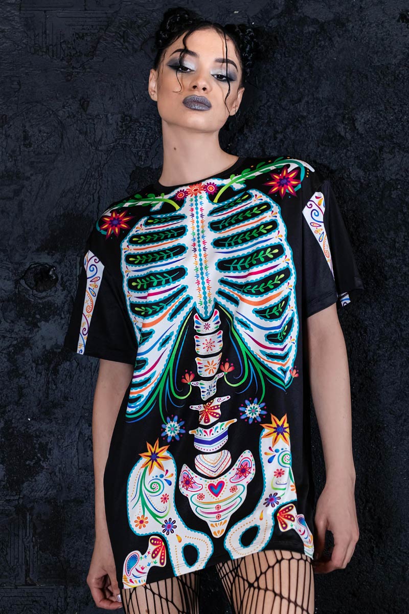 Sugar Skeleton Oversized Tee Dress Side View