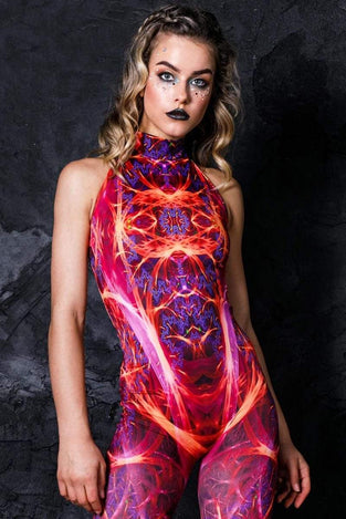 Rave Outfit Supernova Sleeveless Catsuit Close View
