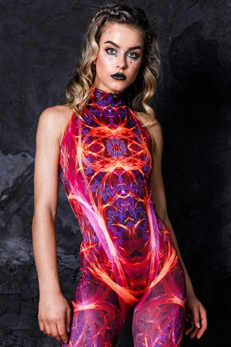 Rave Outfit Supernova Sleeveless Catsuit Close View