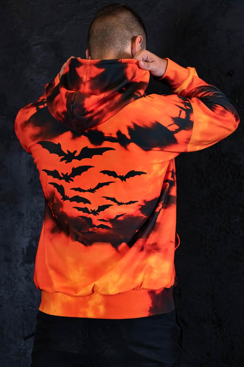 Tie Dye Pumpkin Men Hoodie Close View