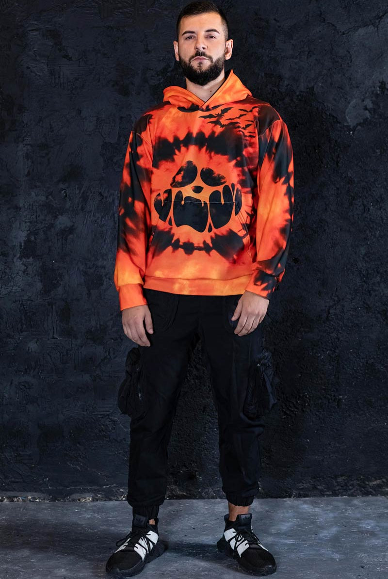 Tie Dye Pumpkin Men Hoodie Full View