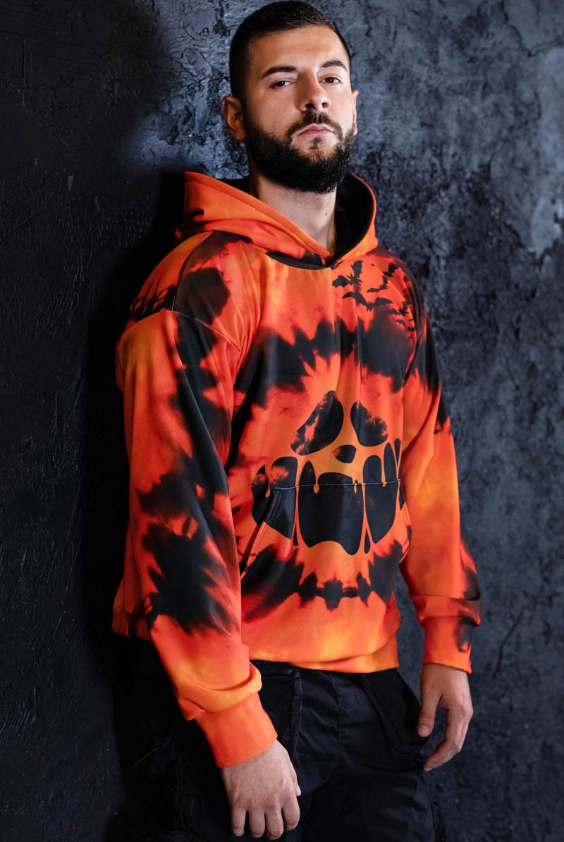 Tie Dye Pumpkin Men Hoodie Side View