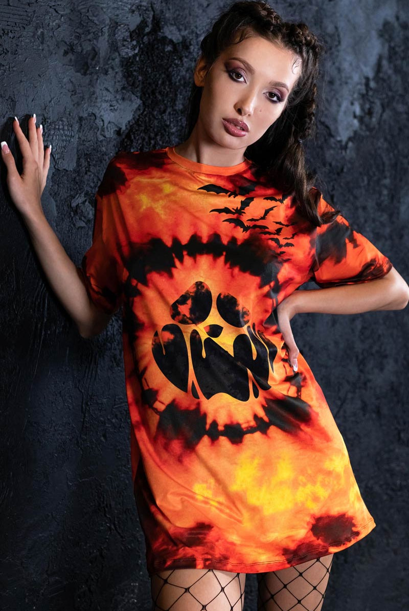 Tie Dye Pumpkin Oversized T-Shirt