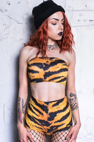 Rave Outfit Tiger Shorts Set Close View