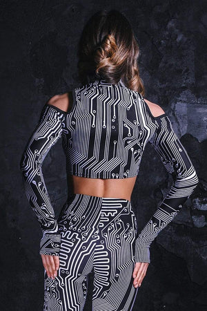 Circuit Board Cut Out Crop Top Back View