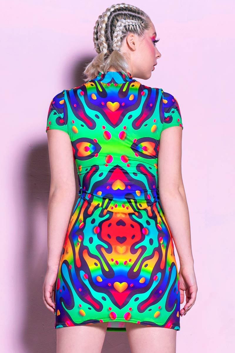 Totally Toxic Short Sleeves Mini Dress Back View