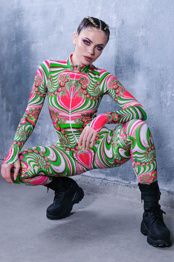 Trippy Lollipop Rave Costume in Green, Pink & White | Devil Walking