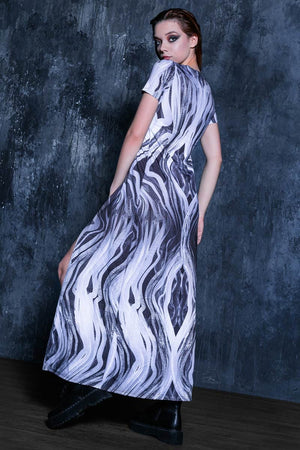 Trippy Monochrome Cut Out Maxi Dress