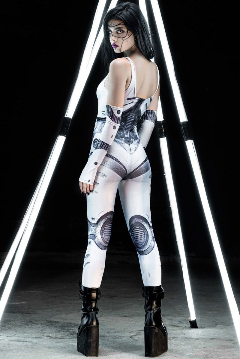 White Droid Cosplay Sleeveless Costume Side View