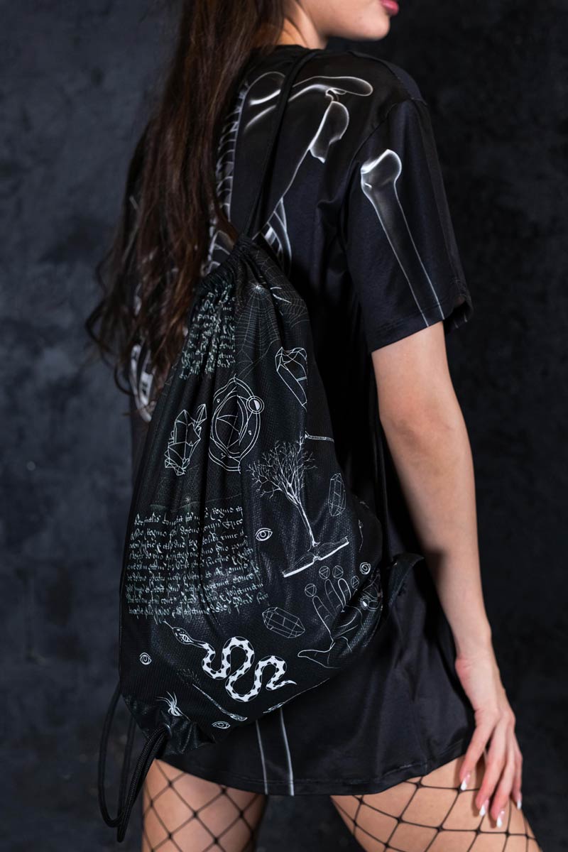 Witchy Drawstring Bag Side View