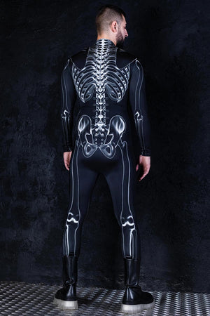 X-Ray Negative Skeleton Men Costume Back View