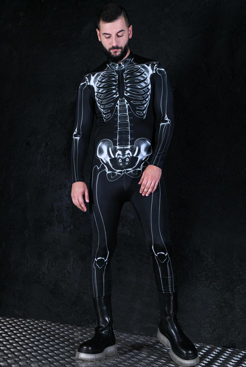 X-Ray Negative Skeleton Men Costume Front View
