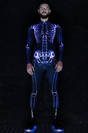 X-Ray Negative Skeleton Men Costume Full View