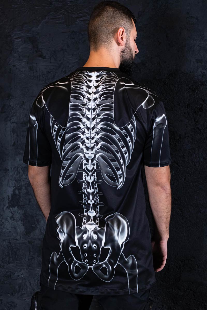 X-Ray Negative Skeleton Men T-Shirt Back View