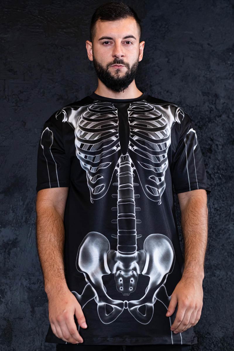 X-Ray Negative Skeleton Men T-Shirt Close View