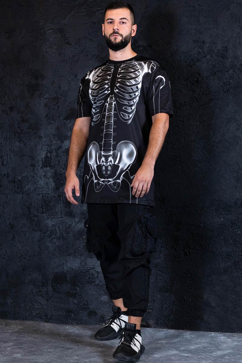 X-Ray Negative Skeleton Men T-Shirt Full View