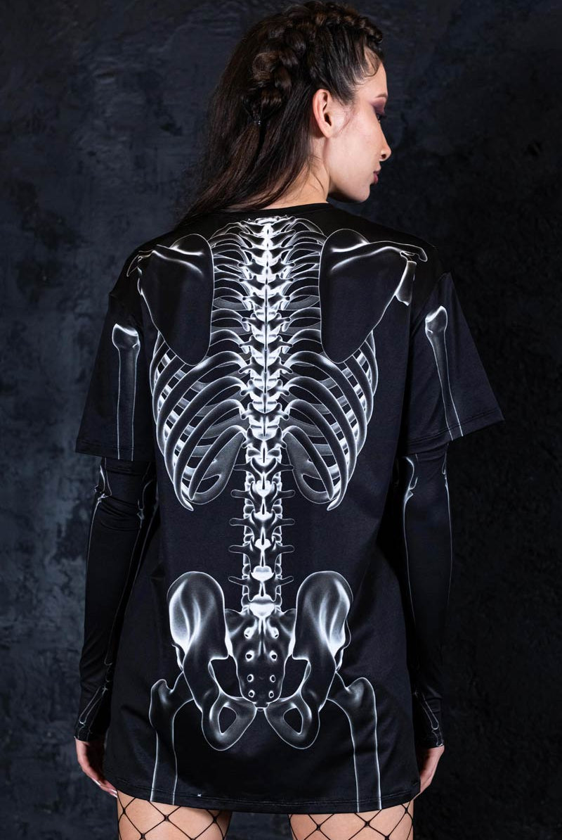 X-Ray Negative Skeleton Tee Dress Back View
