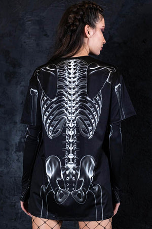 X-Ray Negative Skeleton Tee Dress Back View
