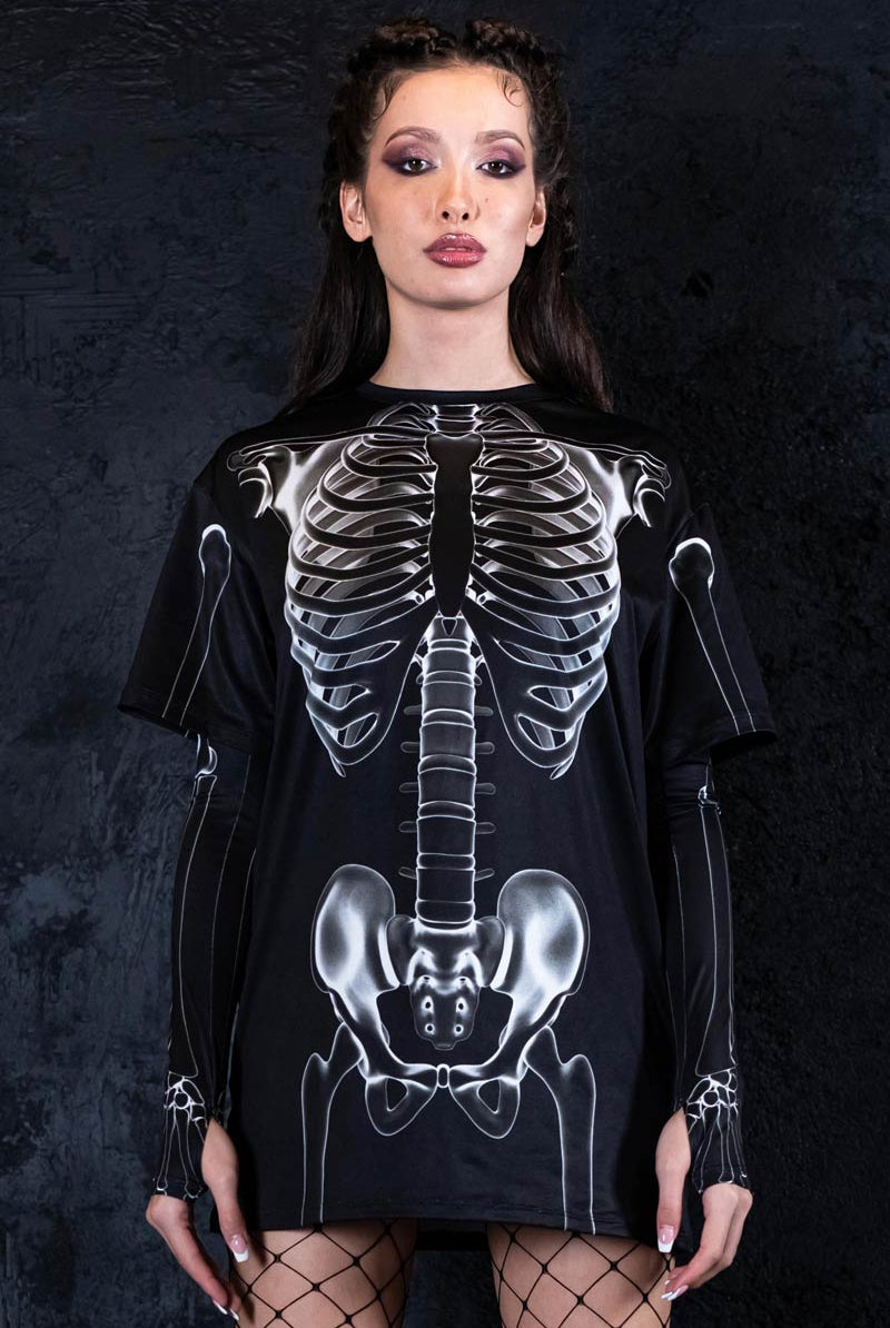 X-Ray Negative Skeleton Tee Dress Full View