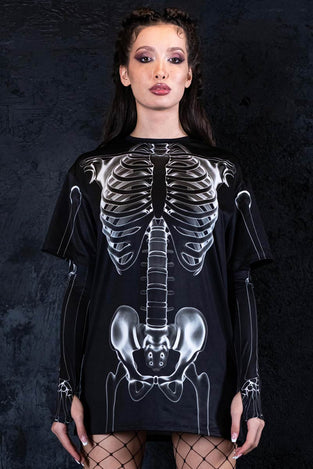 X-Ray Negative Skeleton Tee Dress Full View