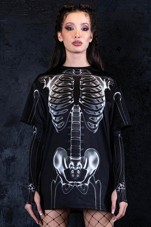 X-Ray Negative Skeleton Tee Dress Full View