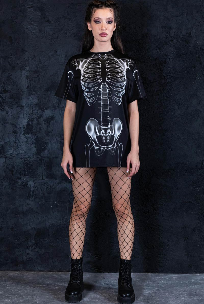 X-Ray Negative Skeleton Tee Dress No Sleeves