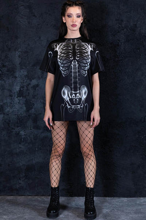 X-Ray Negative Skeleton Tee Dress No Sleeves