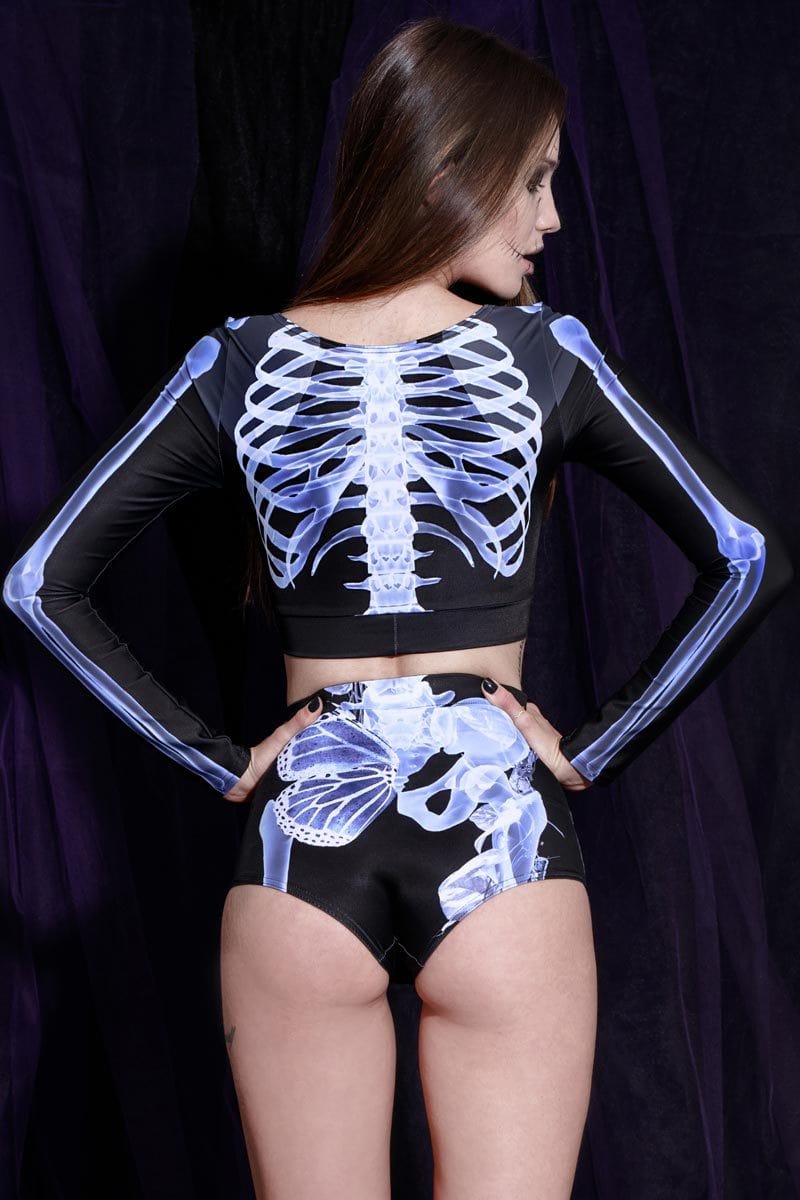 X-Ray Skeleton High Waisted Shorts Back View