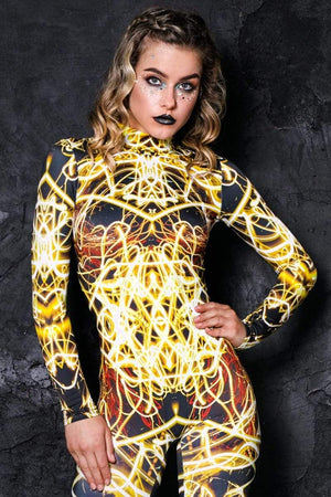 Yellow Neon Catsuit Front View